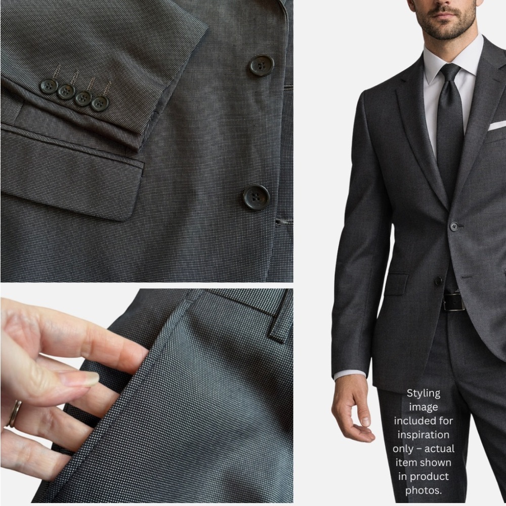 Men's Classic Charcoal Gray Two-Button Suit Jacket